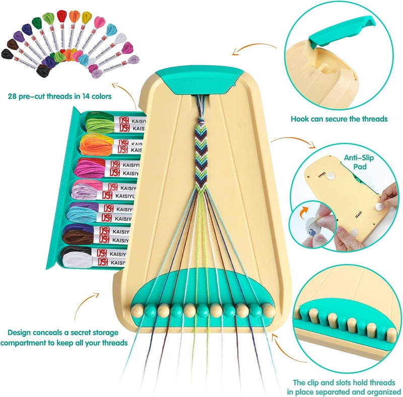 Maynacs Arts and Crafts for Kids Ages 8-12,Friendship Bracelet Making Kit for Girl,Kids Jewelry Making Kit with 28 Pre-Cut Threads,Christmas Birthday Gifts for Ages 6 7 8 9 10 11 12 Year Old Cyan - Image 2